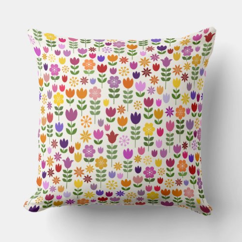 Scandinavian Style Flower Pattern Throw Pillow