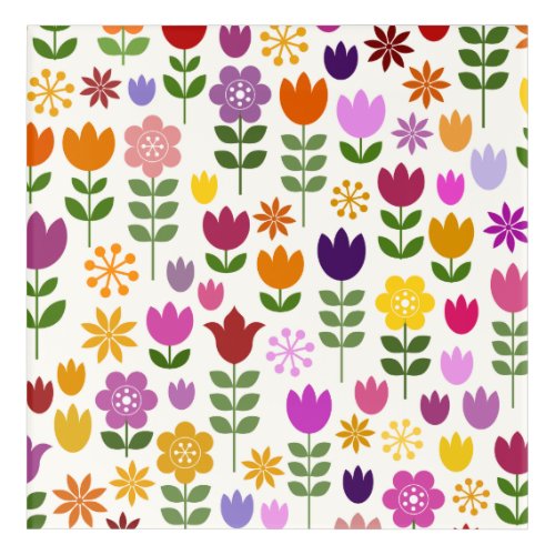 Scandinavian Style Flowers Big Pattern Acrylic Print