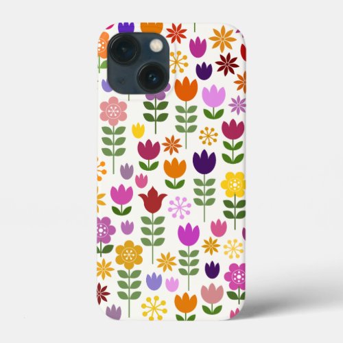 Scandinavian Style Flowers Big Pattern iPhone 13 Mini Case