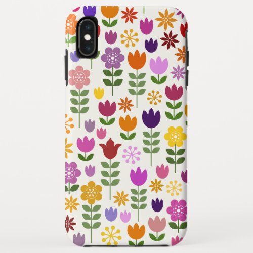 Scandinavian Style Flowers Big Pattern iPhone XS Max Case