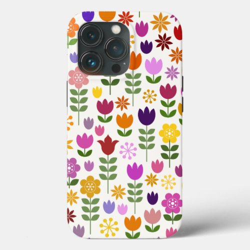 Scandinavian Style Flowers Big Pattern iPhone 13 Pro Case