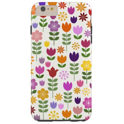 Scandinavian Style Flowers Big Pattern Tough iPhone 6 Plus Case