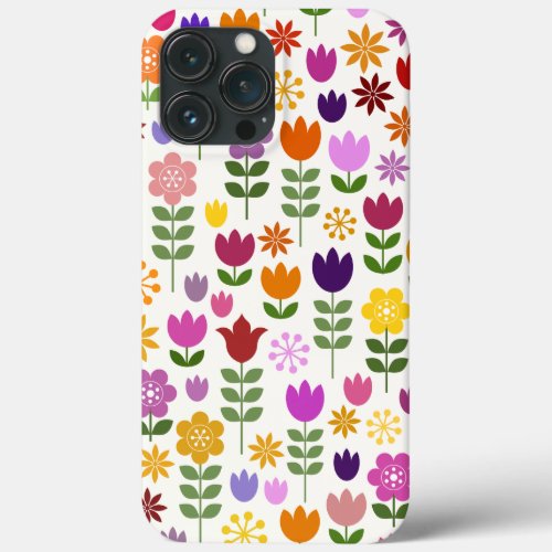 Scandinavian Style Flowers Big Pattern iPhone 13 Pro Max Case