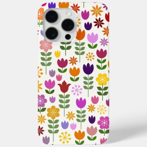 Scandinavian Style Flowers Big Pattern iPhone 15 Pro Max Case