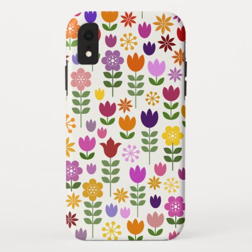 Scandinavian Style Flowers Big Pattern iPhone XR Case