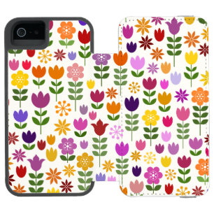 Scandinavian Style Flowers Big Pattern iPhone SE/5/5s Wallet Case