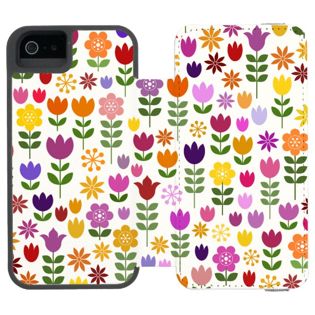 Scandinavian Style Flowers Big Pattern Incipio iPhone Wallet Case (Folio Open)