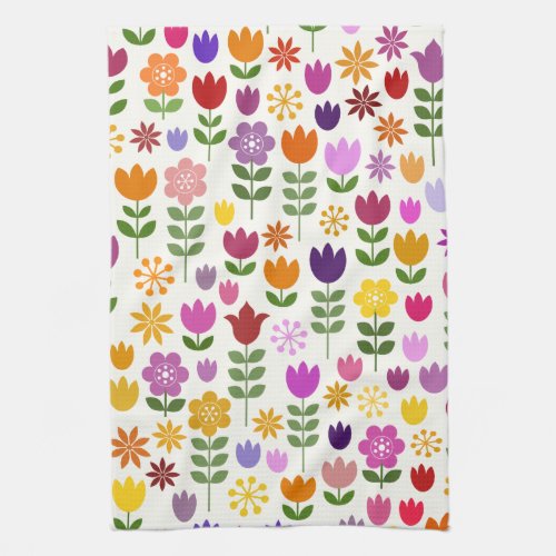 Scandinavian Style Flowers Big Pattern Kitchen Towel