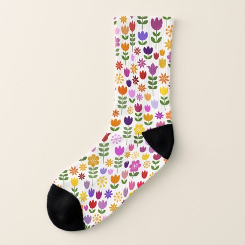 Scandinavian Style Flowers Big Pattern Socks