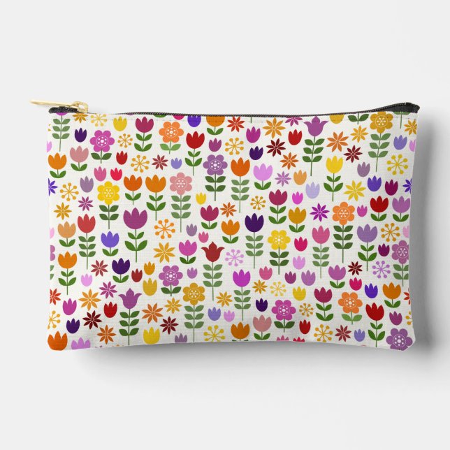 Scandinavian Style Flowers Pattern Accessory Pouch (Front)