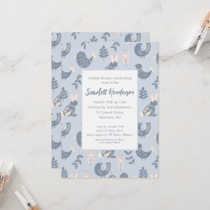 Scandinavian Style Folk Art Baby Shower Invitation
