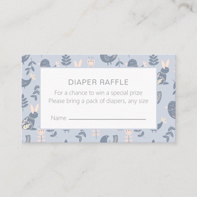 Scandinavian Style Folk Art Diaper Raffle Enclosure Card (Front)