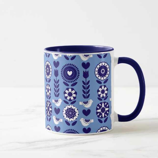 Scandinavian Style Folk Art Pattern Mug (Right)