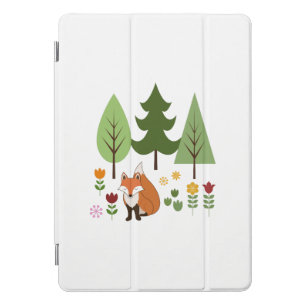 Scandinavian Style Fox Flowers Trees Illustration iPad Pro Cover