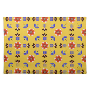 Scandinavian Style Geometric Floral Pattern Cloth Placemat