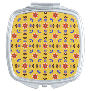 Scandinavian Style Geometric Floral Pattern Compact Mirror