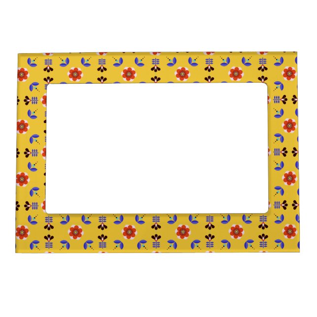 Scandinavian Style Geometric Floral Pattern Magnetic Frame (Front)