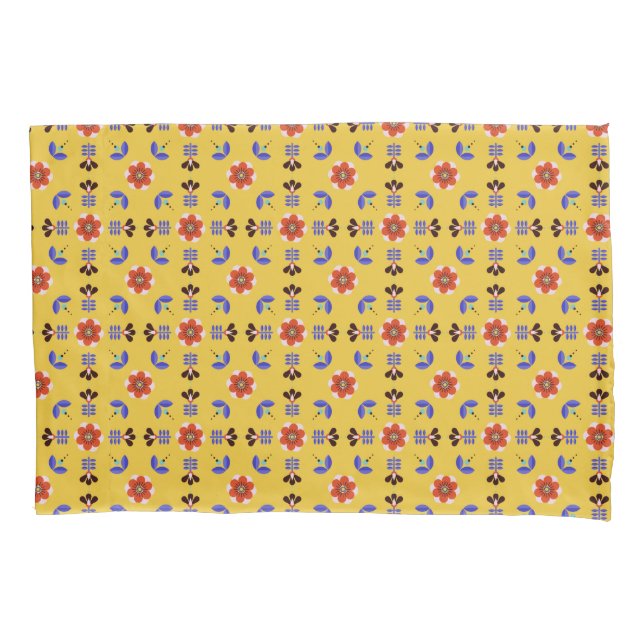 Scandinavian Style Geometric Floral Pattern Pillow Case (Front-Left)