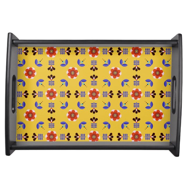Scandinavian Style Geometric Floral Pattern Serving Tray (Front)