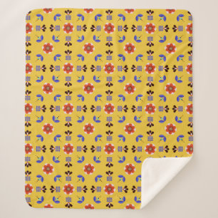 Scandinavian Style Geometric Floral Pattern Sherpa Blanket