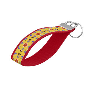 Scandinavian Style Geometric Floral Pattern Wrist Keychain