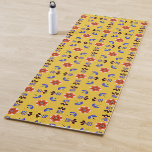 Scandinavian Style Geometric Floral Pattern Yoga Mat