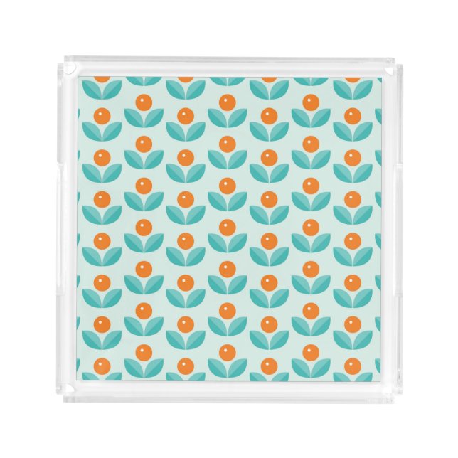 Scandinavian Style Geometric Orange Pattern Acrylic Tray (Front)