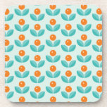 Scandinavian Style Geometric Orange Pattern Beverage Coaster