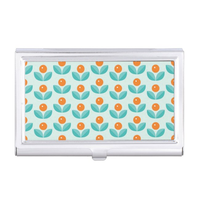Scandinavian Style Geometric Orange Pattern Business Card Case (Front)