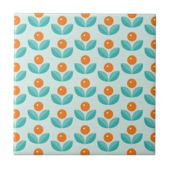 Scandinavian Style Geometric Orange Pattern Ceramic Tile by trendzilla at Zazzle