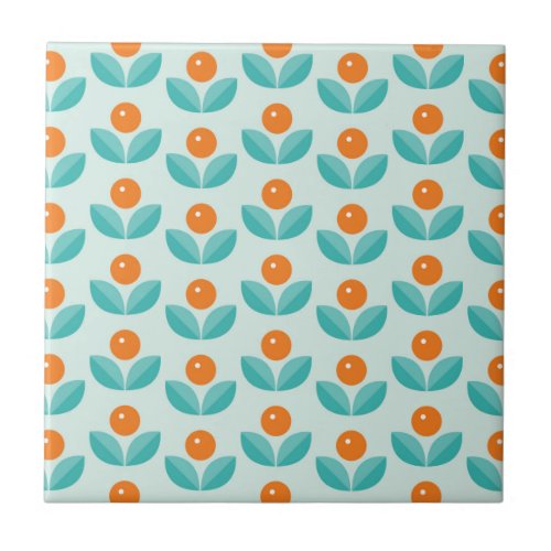 Scandinavian Style Geometric Orange Pattern Ceramic Tile