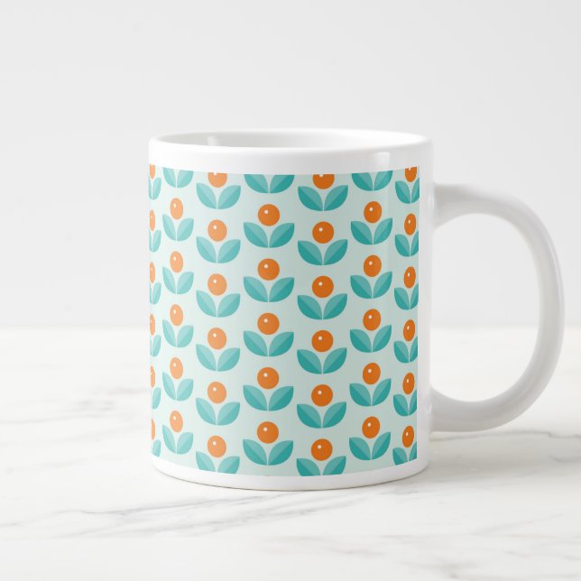 Scandinavian Style Geometric Orange Pattern Giant Coffee Mug (Right)