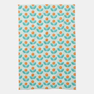 Scandinavian Style Geometric Orange Pattern Kitchen Towel