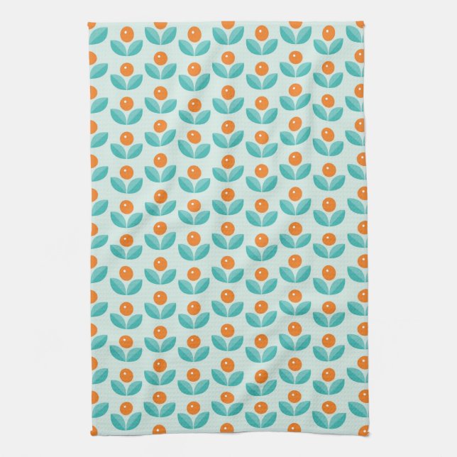 Scandinavian Style Geometric Orange Pattern Kitchen Towel (Vertical)
