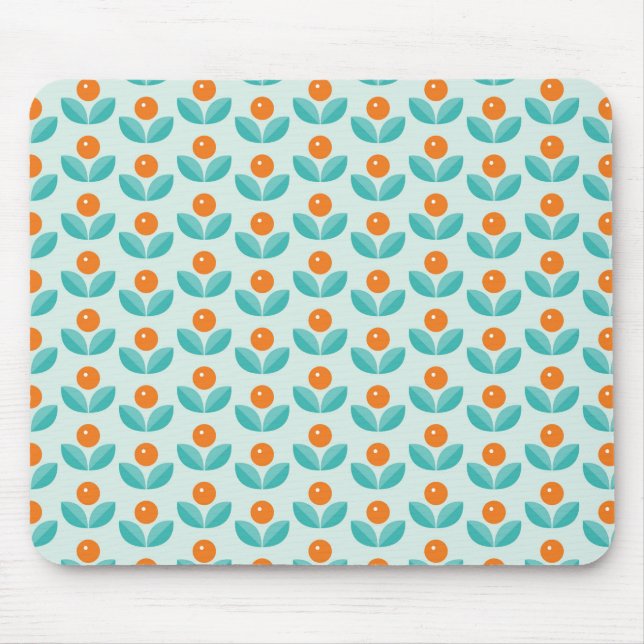 Scandinavian Style Geometric Orange Pattern Mouse Pad (Front)