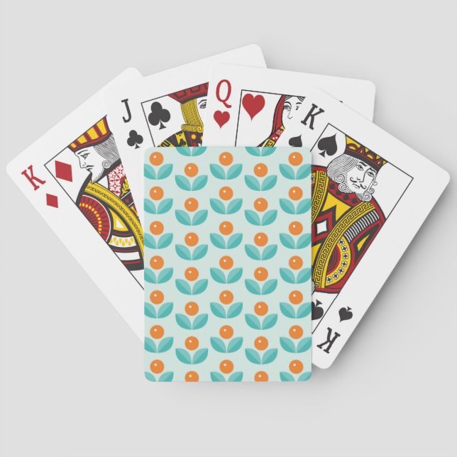 Scandinavian Style Geometric Orange Pattern Poker Cards (Back)