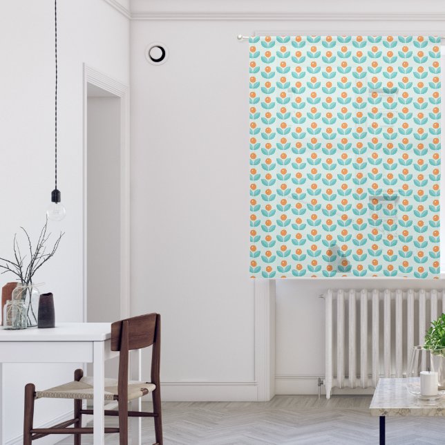 Scandinavian Style Geometric Orange Pattern Sheer Curtains (Living Room)