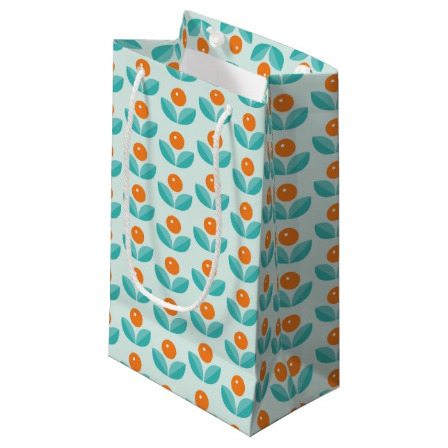 Scandinavian Style Geometric Orange Pattern Small Gift Bag (Front Angled)