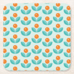 Scandinavian Style Geometric Orange Pattern Square Paper Coaster