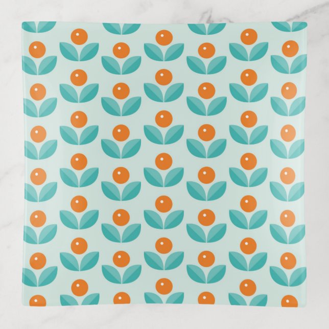 Scandinavian Style Geometric Orange Pattern Trinket Tray (Front)