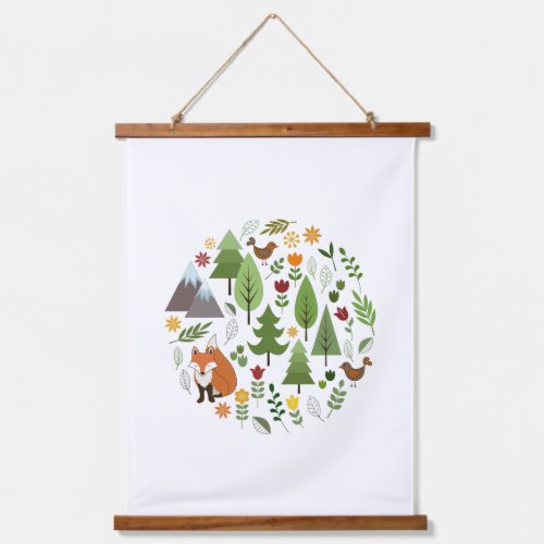 Scandinavian Style Illustrations Circle Hanging Tapestry