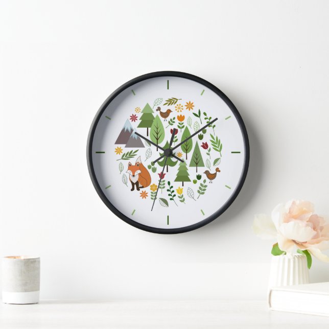 Scandinavian Style Illustrations Circle+Time Clock (Home)