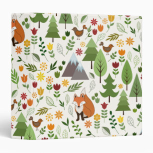 Scandinavian Style Illustrations on Cream Pattern 3 Ring Binder
