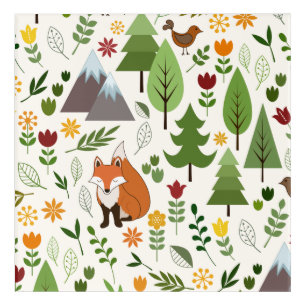 Scandinavian Style Illustrations on Cream Pattern Acrylic Print