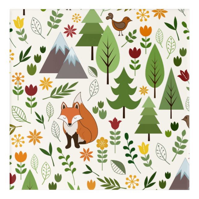 Scandinavian Style Illustrations on Cream Pattern Acrylic Print (Front)