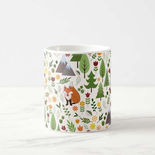 Scandinavian Style Illustrations on Cream Pattern Coffee Mug