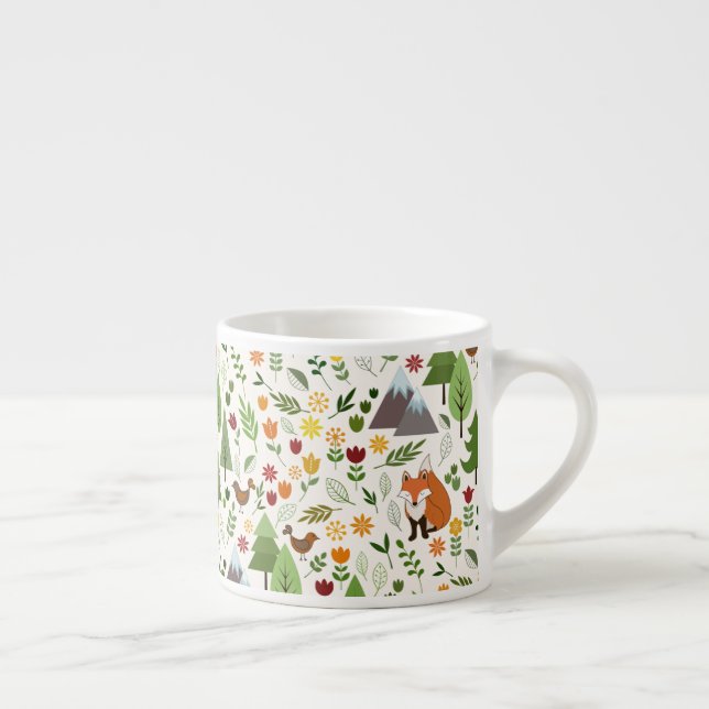Scandinavian Style Illustrations on Cream Pattern Espresso Cup (Right)