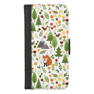 Scandinavian Style Illustrations on Cream Pattern iPhone 8/7 Wallet Case