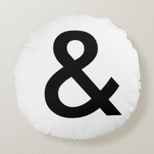 Scandinavian Style - Large Black Ampersand Round Pillow