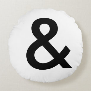 Scandinavian Style - Large Black Ampersand Round Pillow